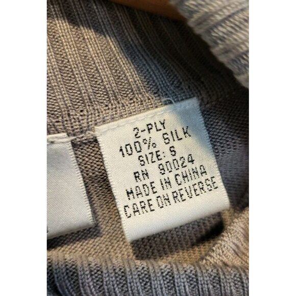 Vtg Kevo Collection Gray 100% Silk Knit Turtleneck Office Sz S - Picture 5 of 5